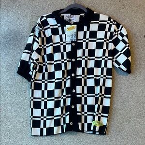 Percival Seinfeld Black and White Checkered Shirt